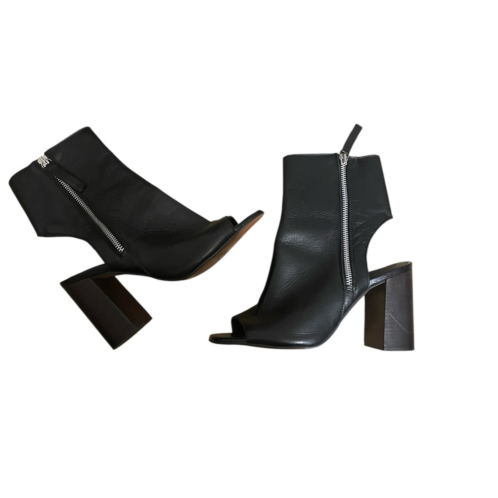 Topshop Black Open-Toe Heeled Boots Sz:37